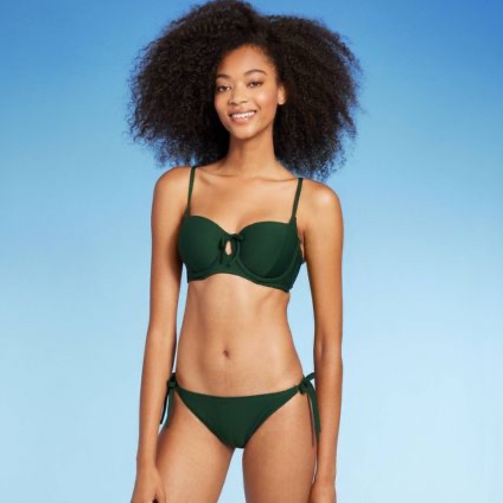 Shade & Shore Dark Green Push-Up Bikini